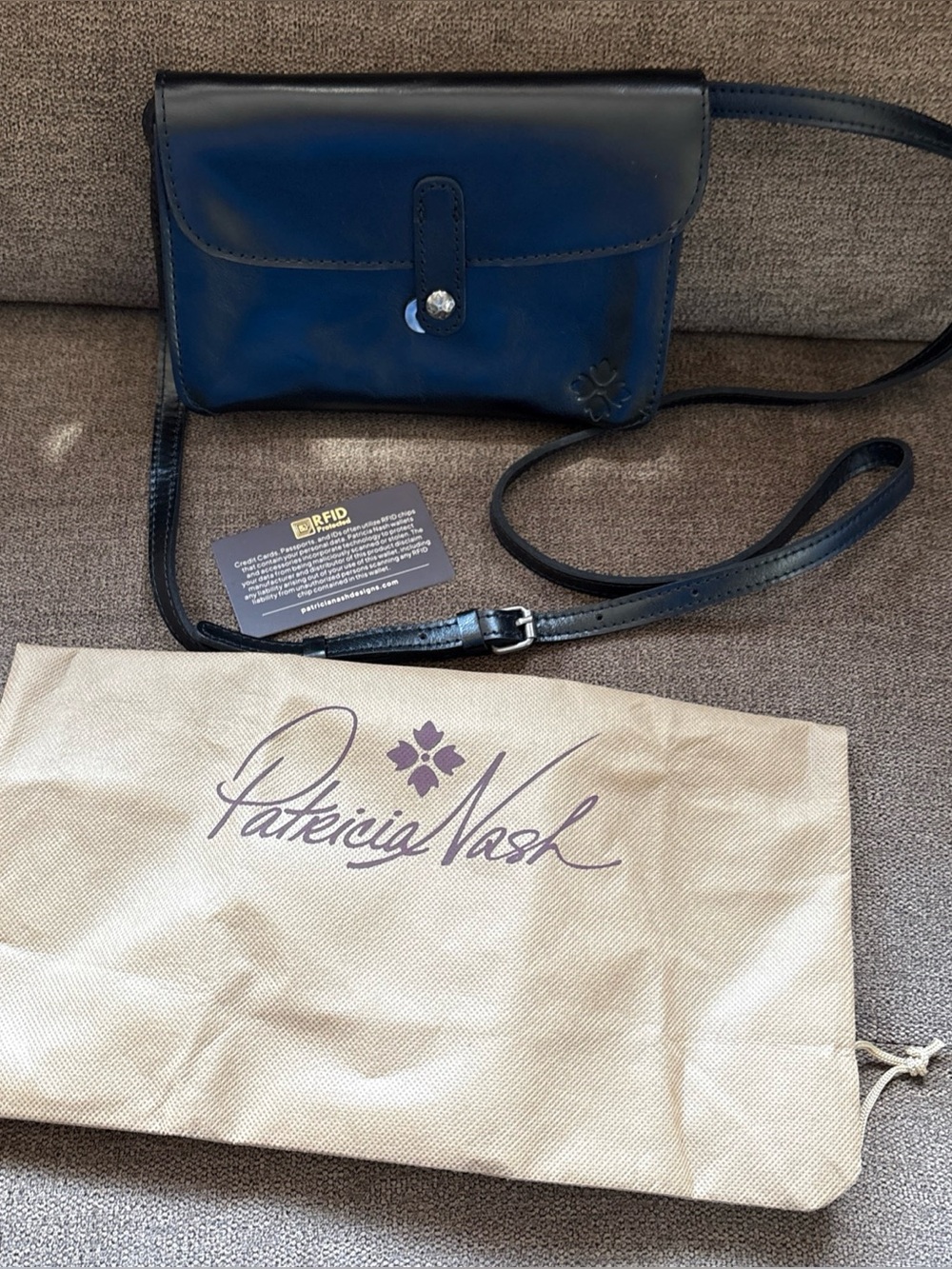 Patricia Nash Lana Leather Phone Crossbody Black Rfid With Bag
